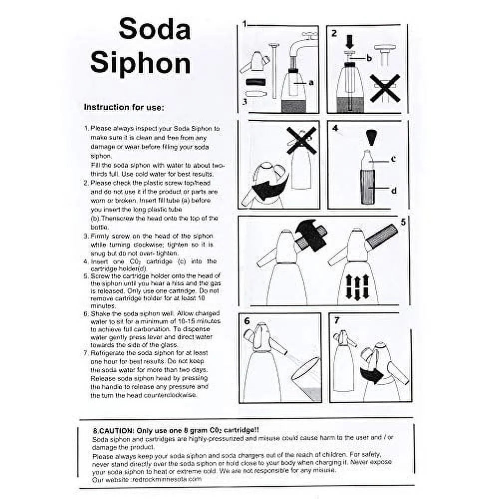 1 Liter Aluminium Soda Siphon with 20 Pack 8 Gram Co2 Cartridges H8770