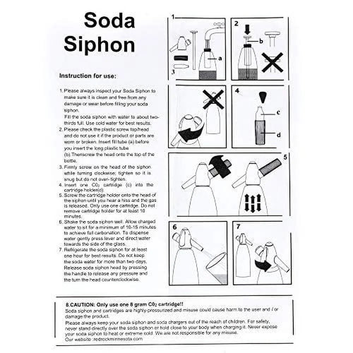 1 Liter Aluminium Soda Siphon with 20 Pack 8 Gram Co2 Cartridges H8770