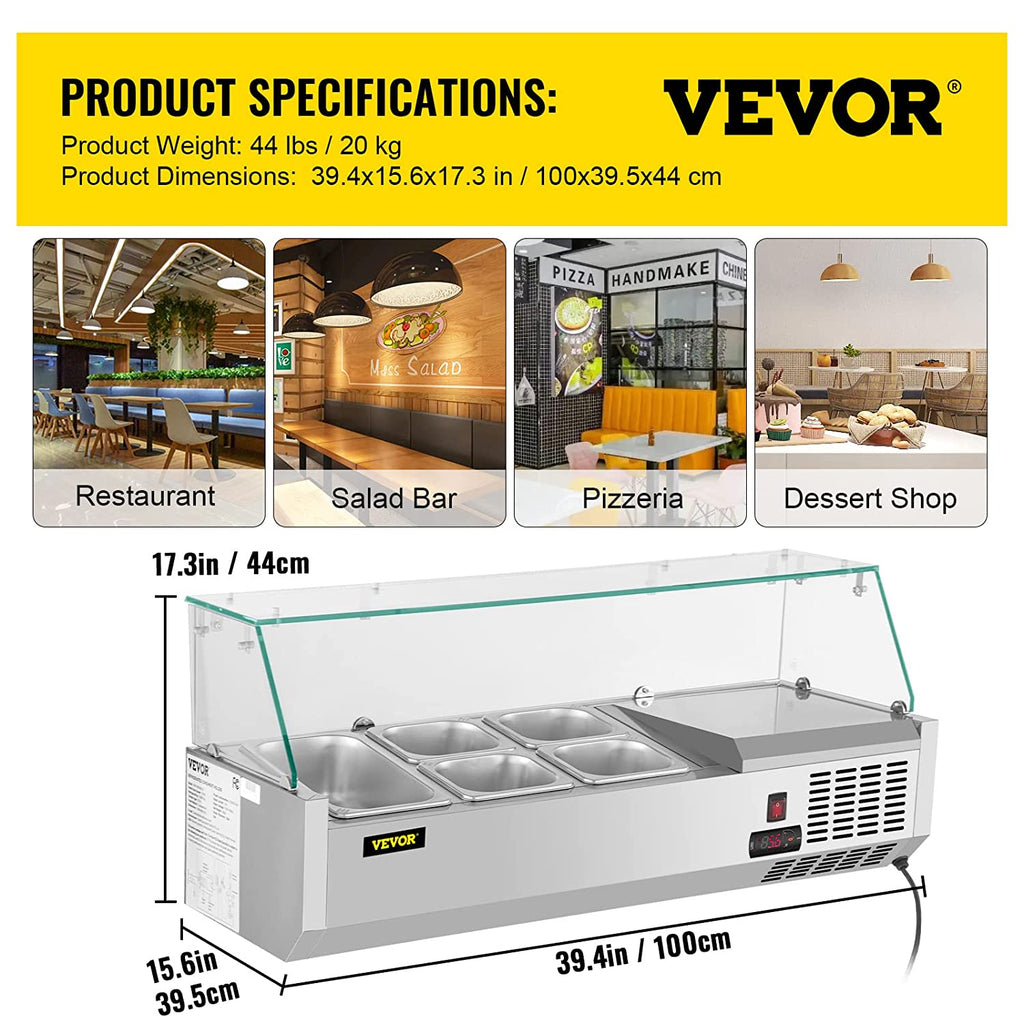 Refrigerated Condiment Prep Station Sandwich Table with Pans B556246