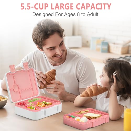 Kids 5 Compartment Leak-Proof Bento Lunch Box with Ice Pack and Utensils F925