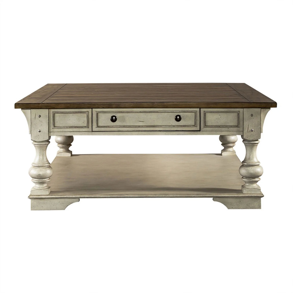 Antique White Drawer Square Cocktail Table L42089