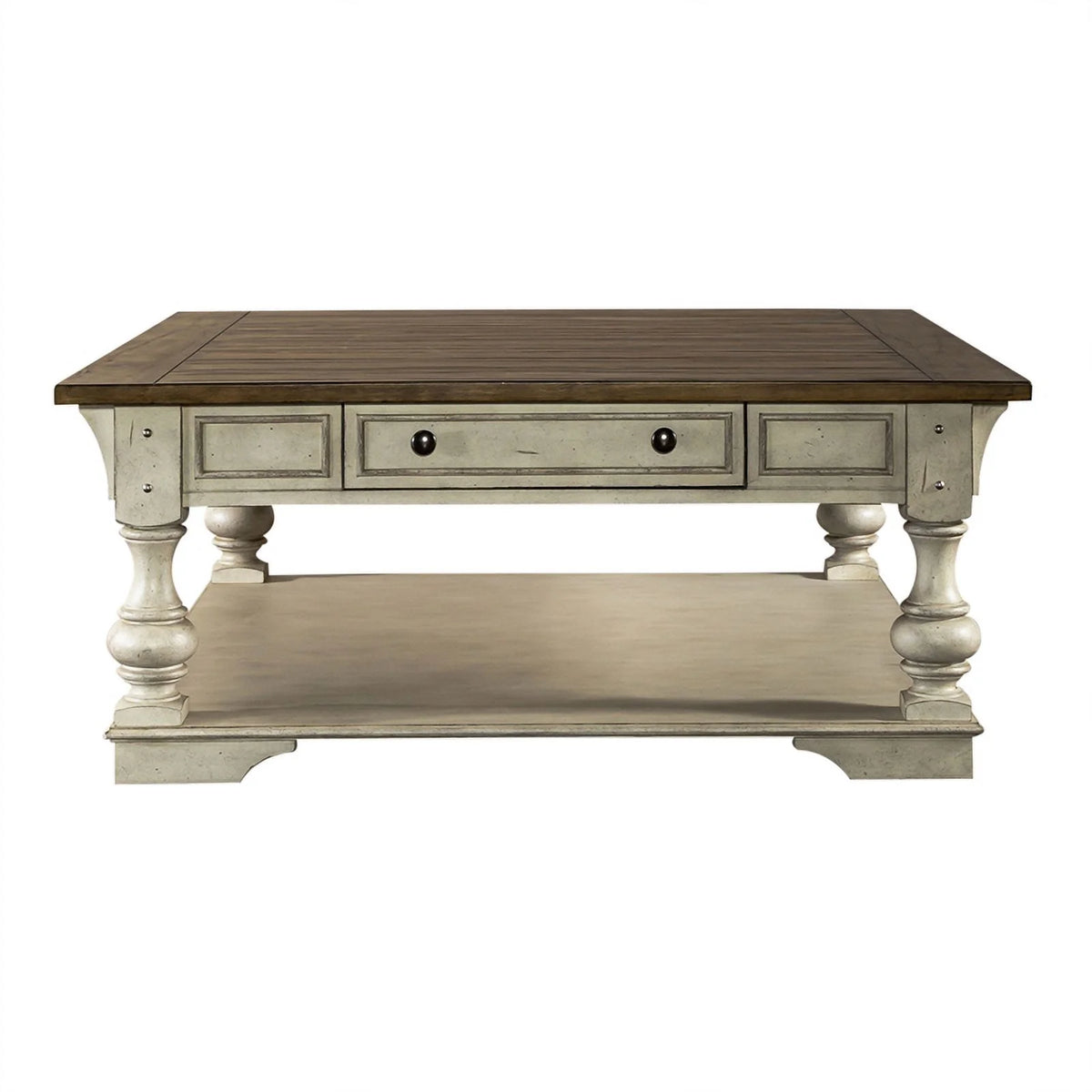 Antique White Drawer Square Cocktail Table L42089