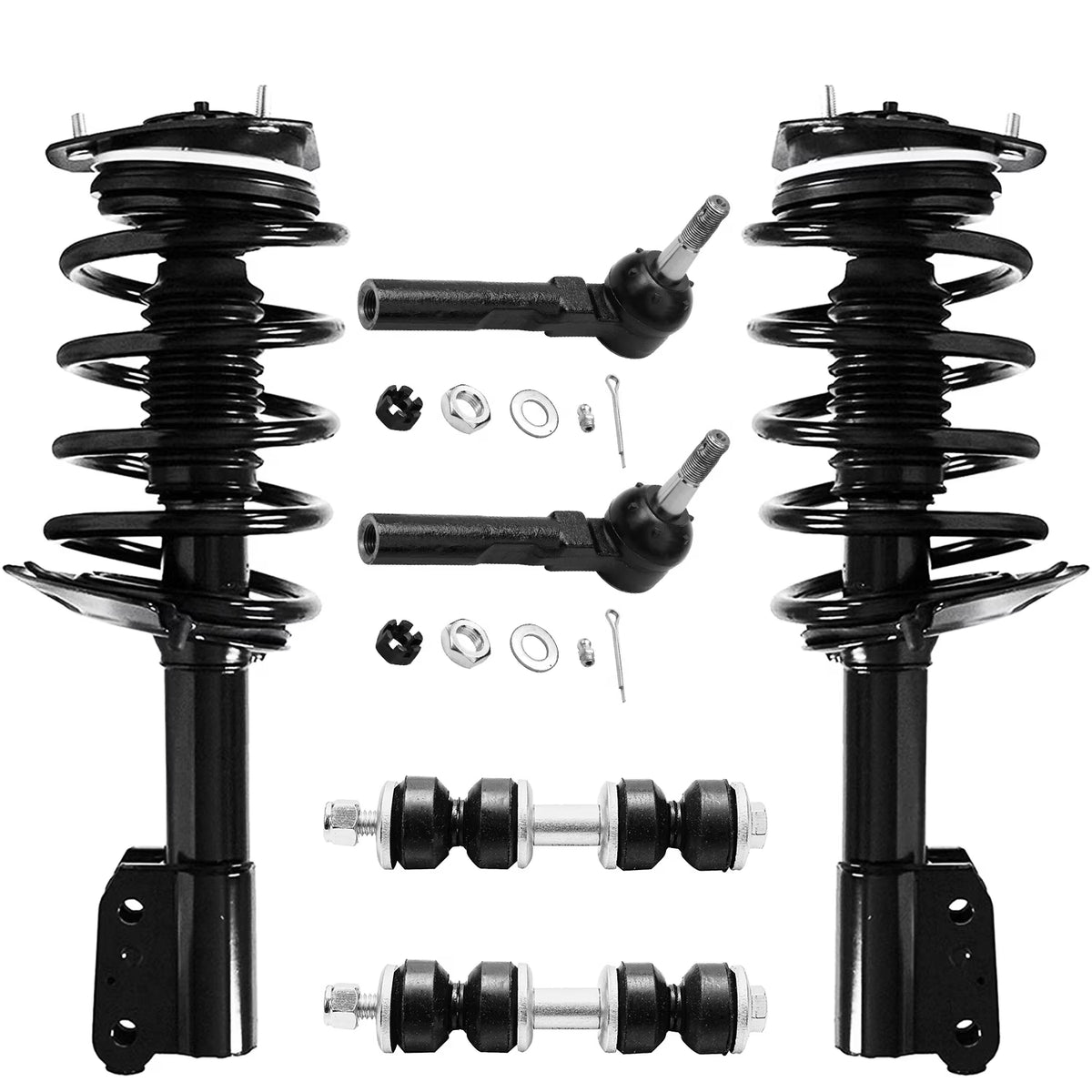 Front Struts with Coil Spring Sway Bars and Outer Tie Rods 6pc Set K9034