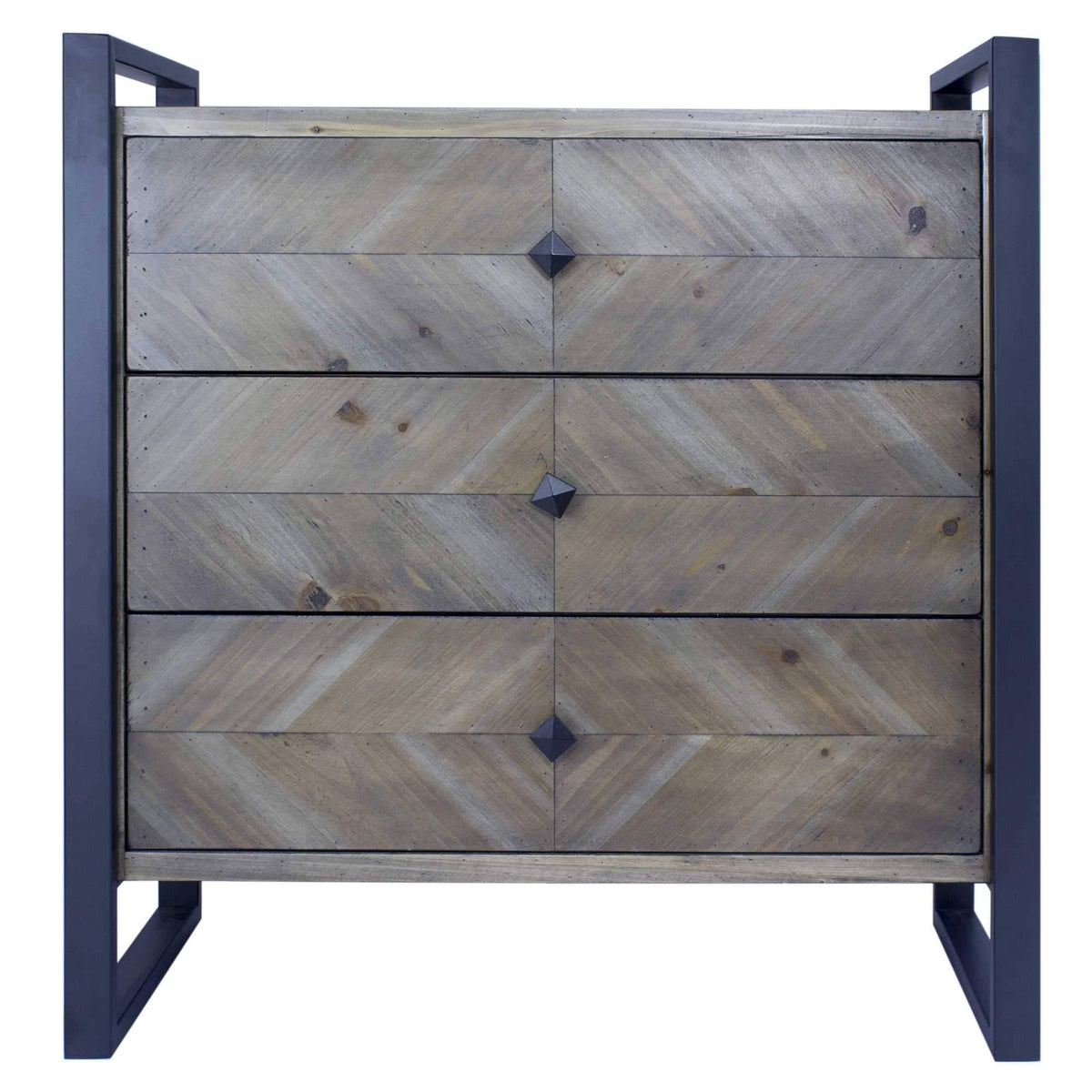 Natural and Turquoise Metal Wood MDF Accent Cabinet with 3 Drawers X64456
