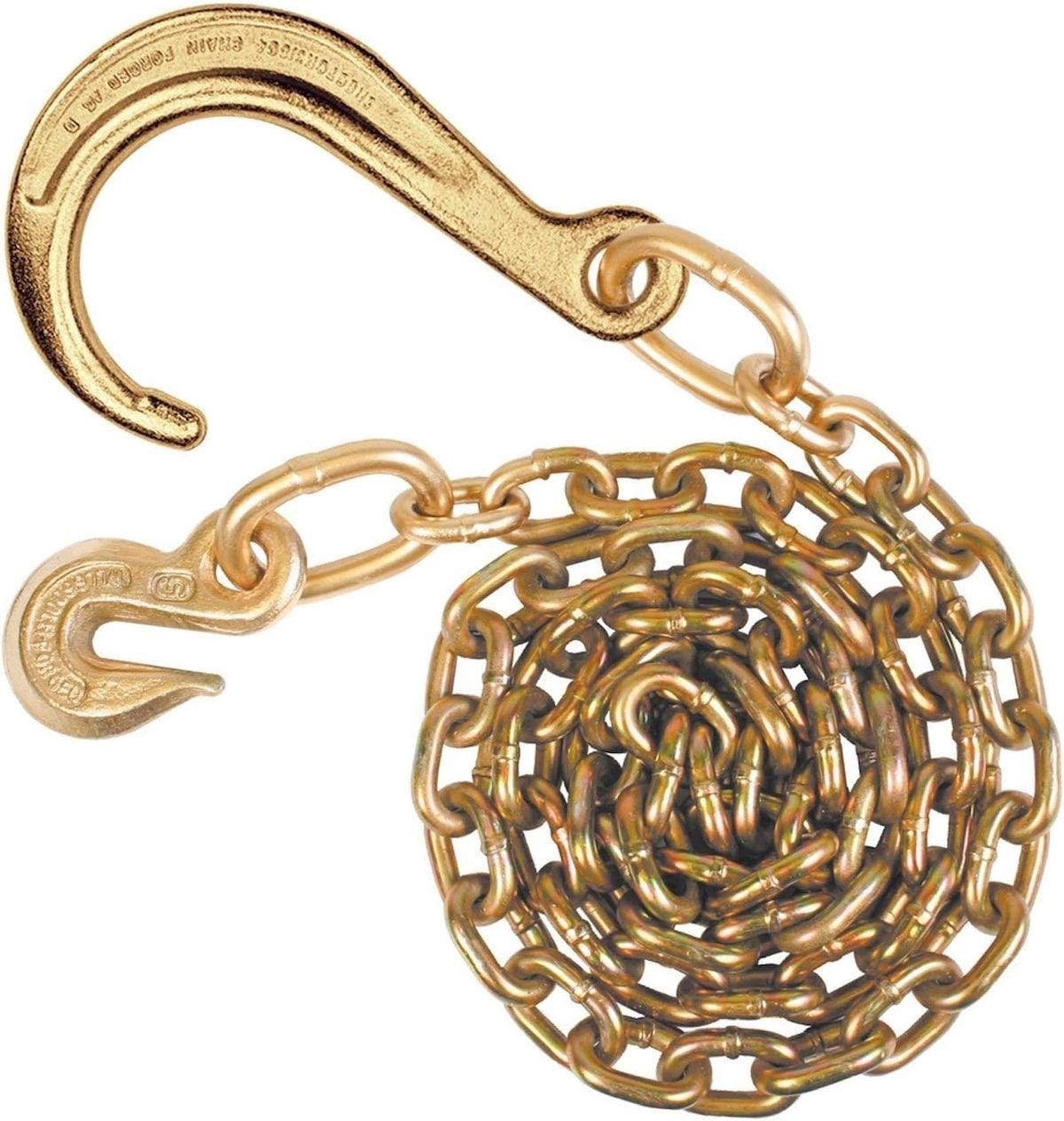 Tow Chain with Forged J Hook and Grab Hook, Grade 70, 6 Foot, Pack of 2 M270