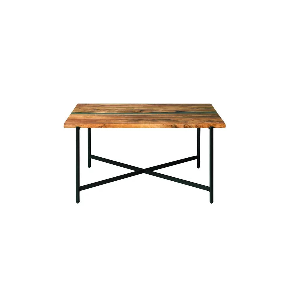 36" Acacia Wood and Acrylic Coffee Table Q5427