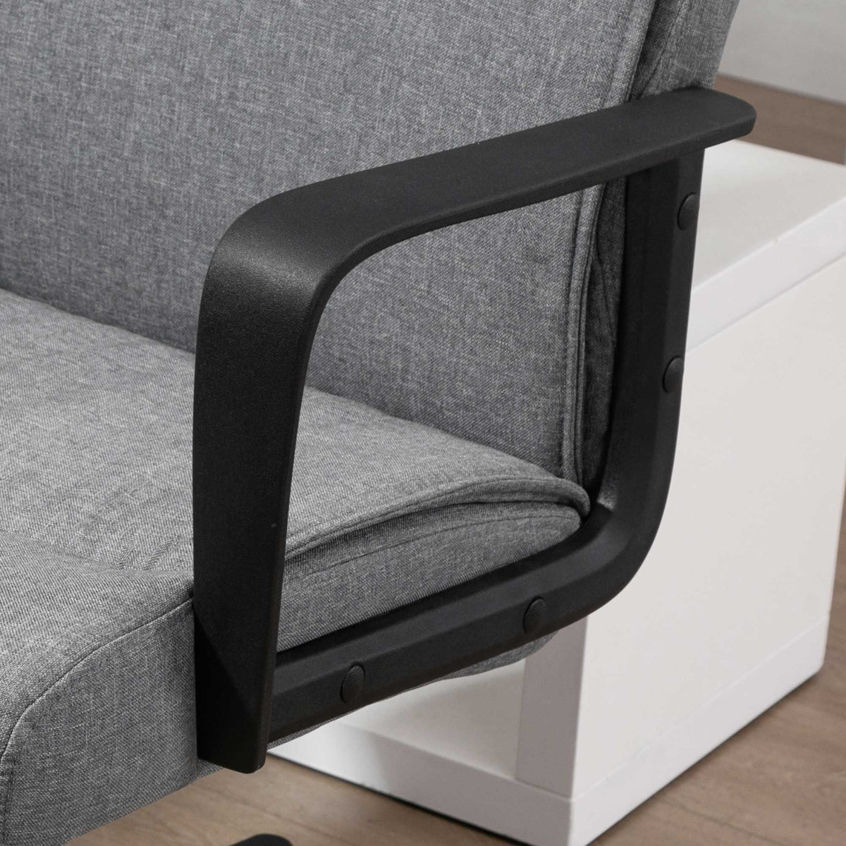 Height Adjustable Linen Fabric Desk Task Chair with 360° Swivel Wheels O400