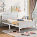 White Full Size Platform Bed Frame with Wood Headboard and Footboard N51747