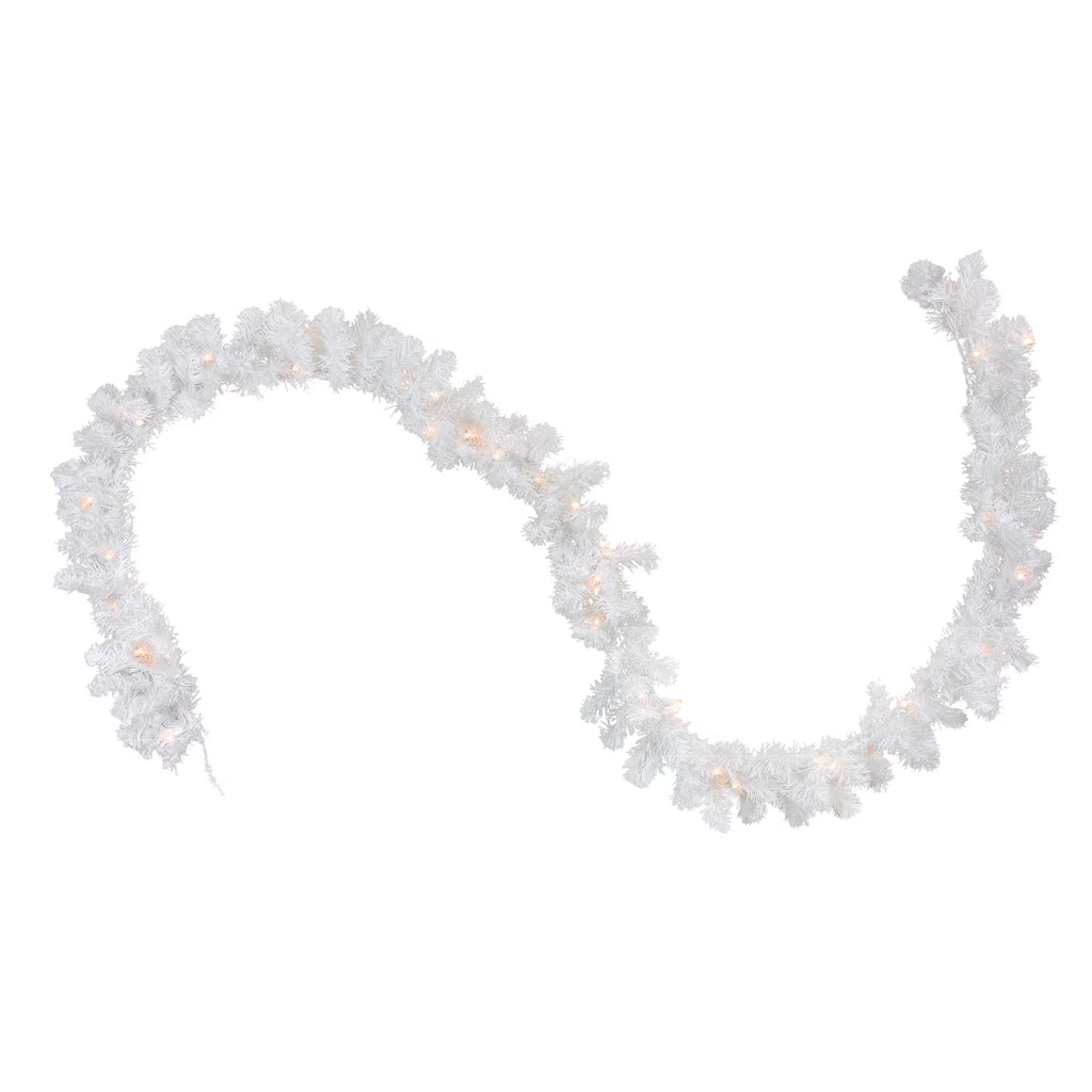 50' x 10" Prelit Snow White Christmas Garland with Clear Lights X51526