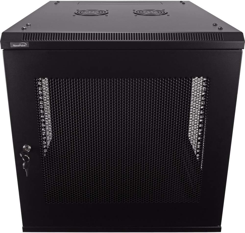 12U Wallmount Cabinet Enclosure 19-Inch Server Network Rack with Locking Perforated Door Black C9387