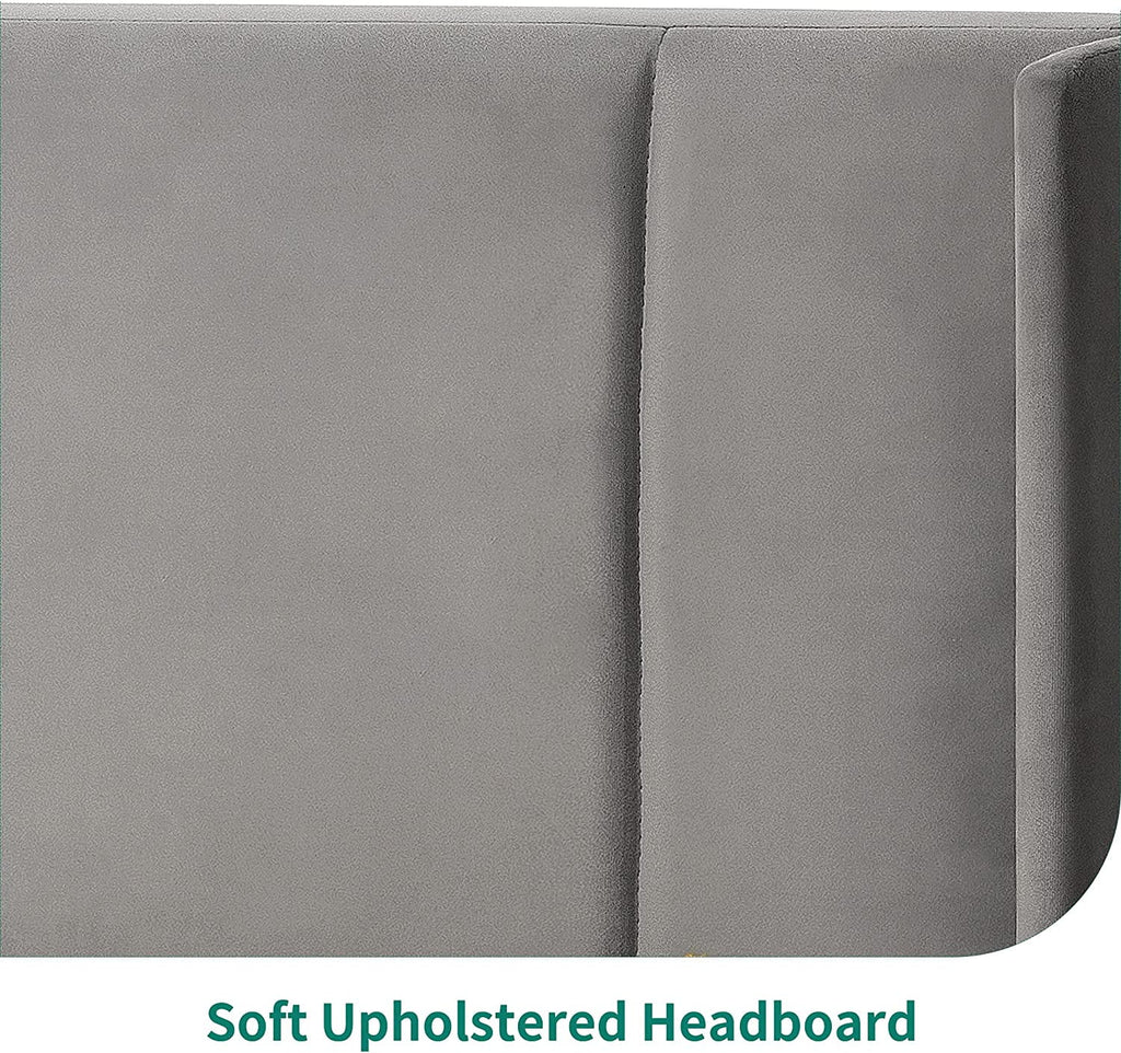 Upholstered Bed Frame with Headboard Wood Slat Full M164