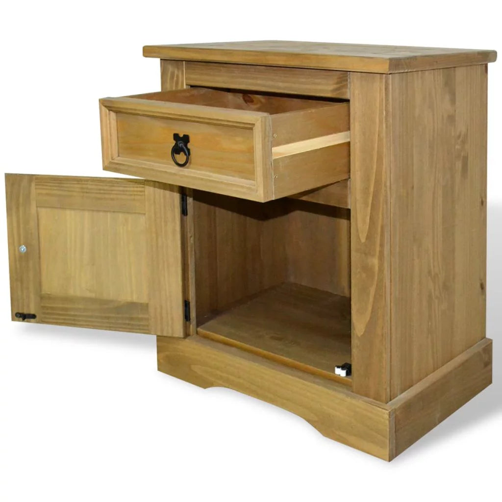 Rustic Wood Nightstand with Storage Drawer and Cabinet W301384