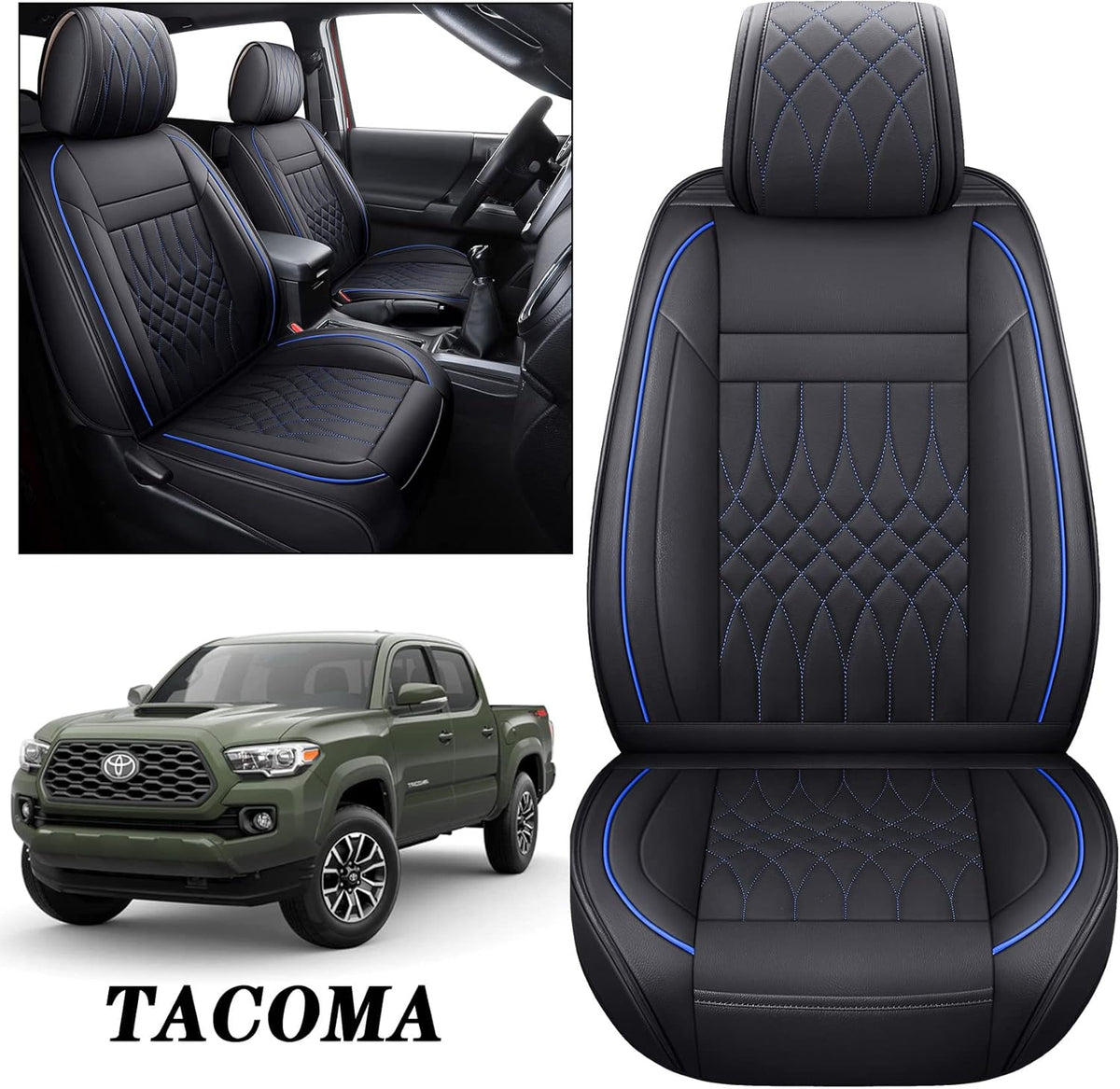 Toyota Tacoma Seat Covers 2005-2022 Crew Double Cab Pickup Airbag Compatible 5 PCS Full Set X3659
