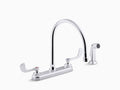 Kitchen Sink Faucet with Gooseneck Spout and Sidespray C649