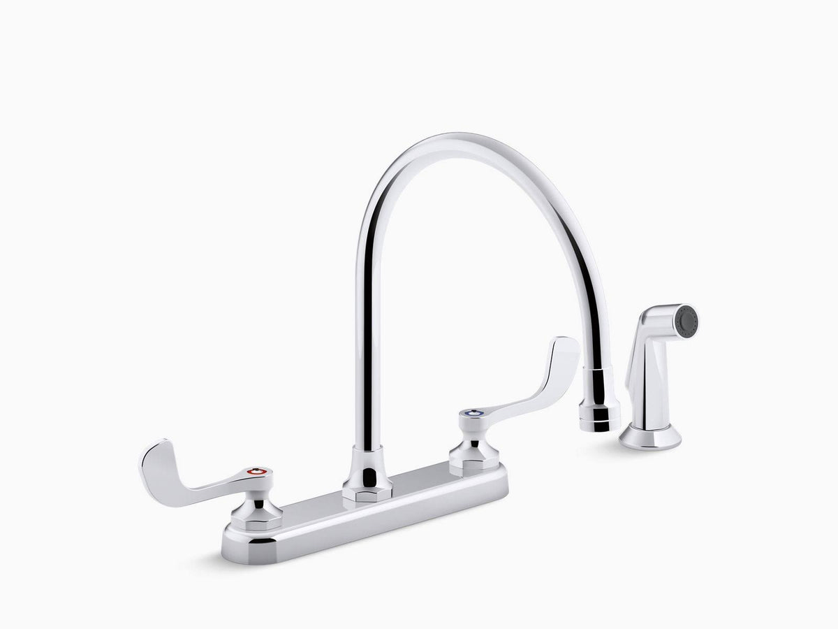 Kitchen Sink Faucet with Gooseneck Spout and Sidespray C649