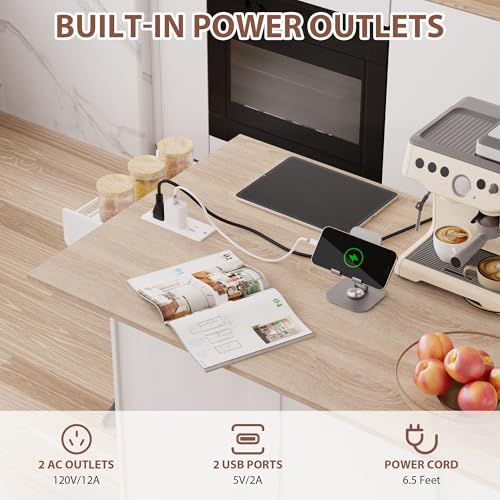 White Rolling Kitchen Island with Storage F20207