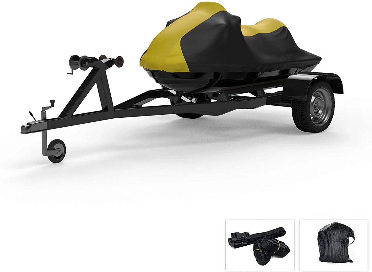 Yellow/Black All Weather Jet Ski Cover with Trailer Straps and Storage Bag Y1168