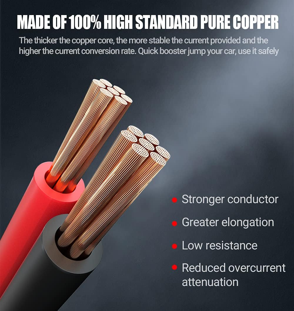 Heavy Duty Jumper Cables 1 Gauge x 30Ft 900AMP with Reverse Polarity Protection N87044