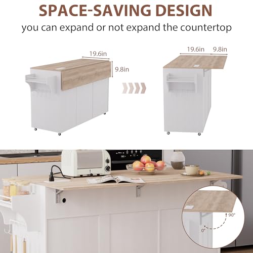 White Rolling Kitchen Island with Storage F20207