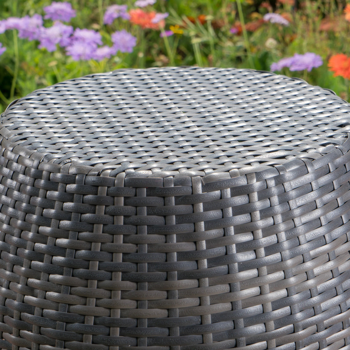 Gray Wicker Outdoor Side Table P368980