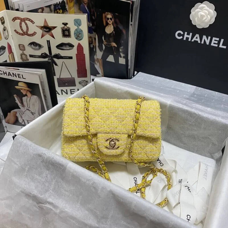 Yellow Tweed Bag E2780