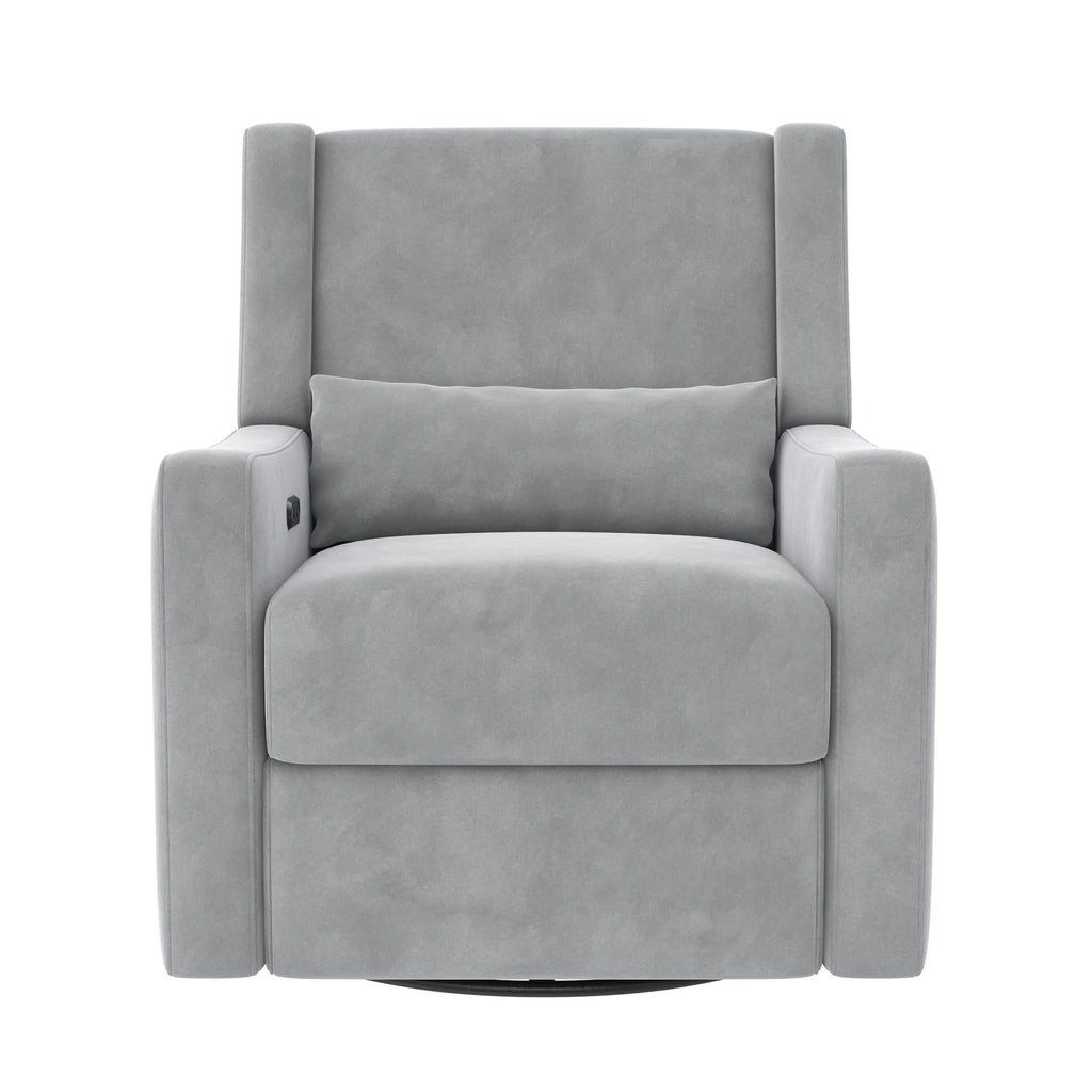 Gray Velvet Swivel Glider Recliner with USB Ports T655