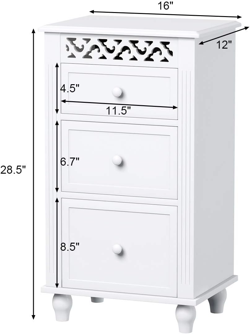 White 3 Drawer Wood Storage Cabinet L96875