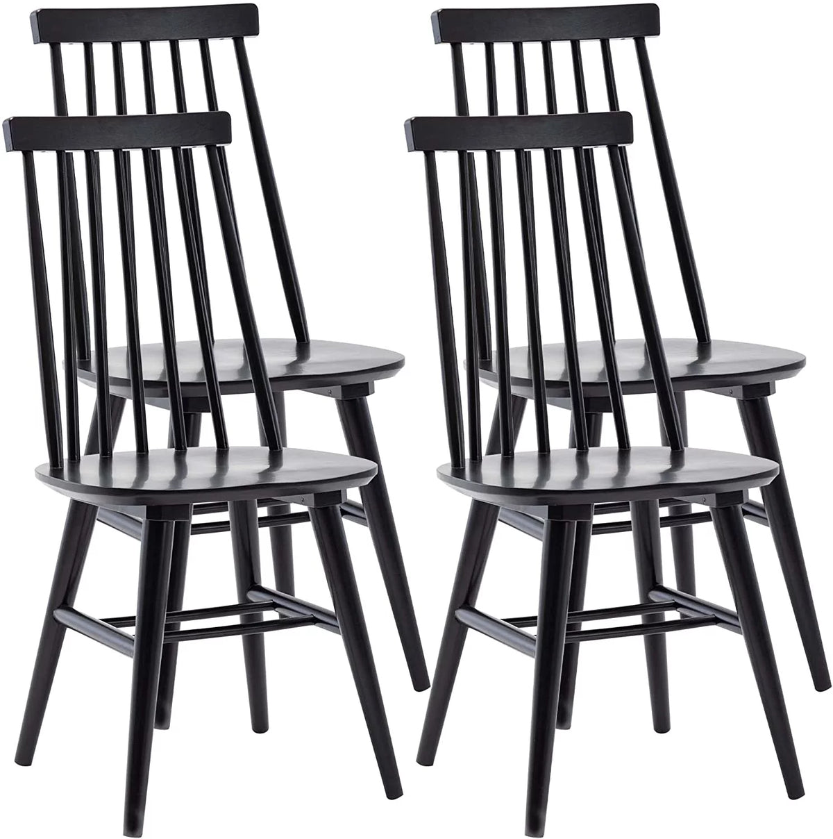 Black Set of 4 Wood Dining Chairs M93489
