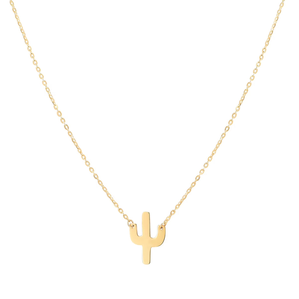 14K Yellow Gold Cactus Necklace 18in O27123