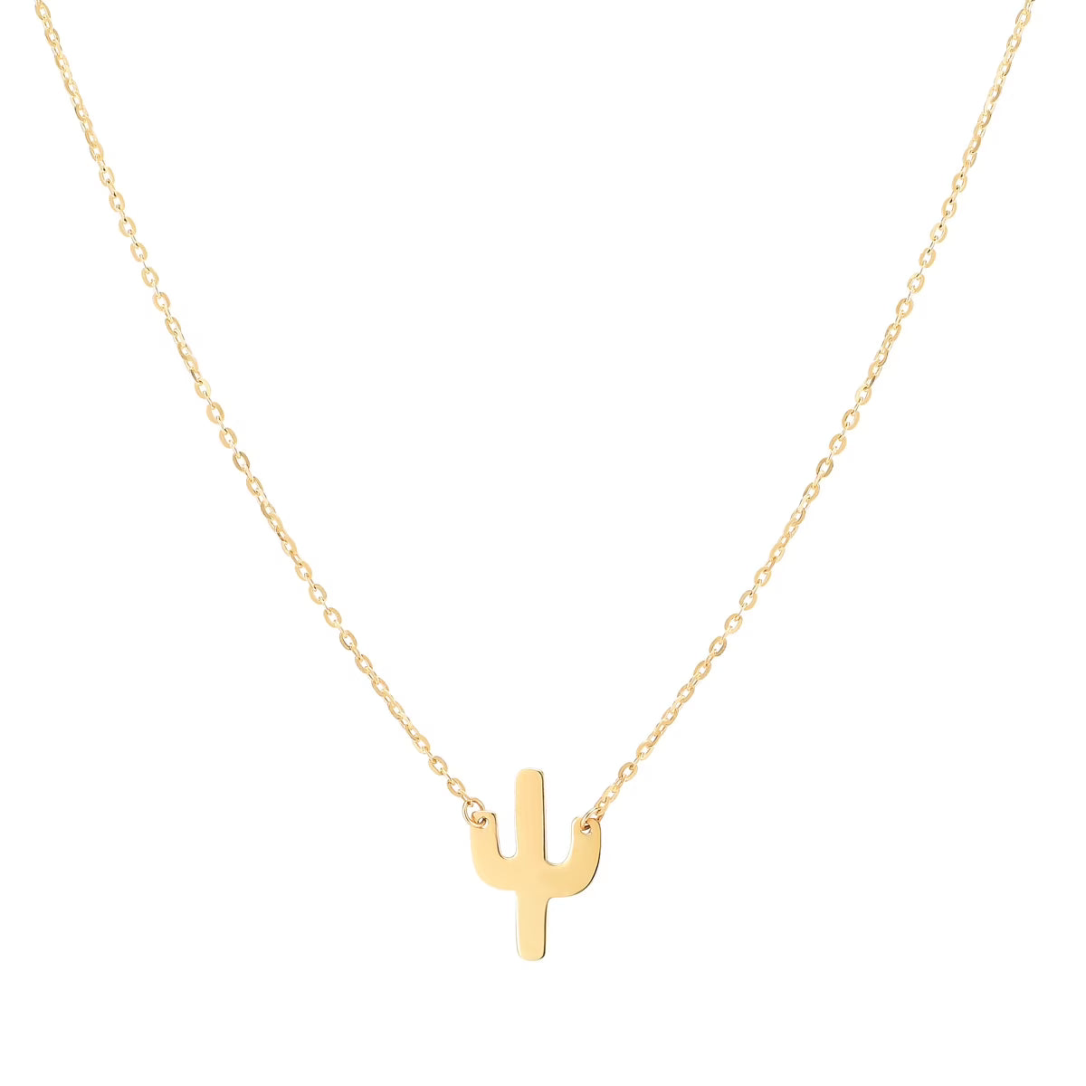 14K Yellow Gold Cactus Necklace 18in O27123