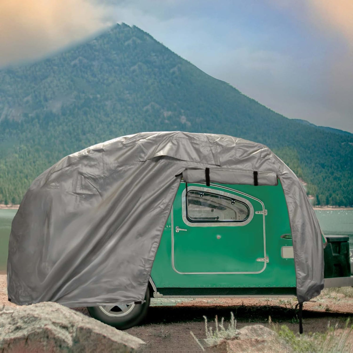 Teardrop Trailer Cover, Waterproof UV Protection, Fits 8 Feet to 10 Feet Long, 5.5 Feet Wide K69726