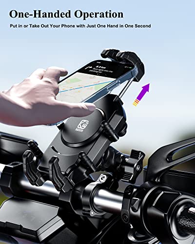 Motorcycle Phone Holder with Vibration Dampener & High-Speed Secure Lock for 5.4''-7.2'' Smartphones C4558