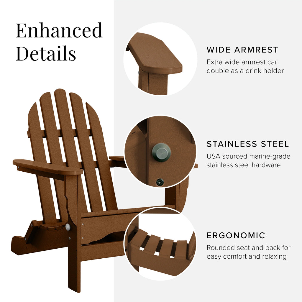 12-Pc Folding Adirondack Chair Set with Ottomans and Side Tables C482645