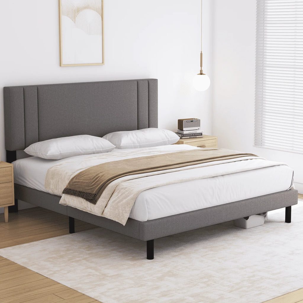 Queen Size Fabric Upholstered Platform Bed Frame S2197