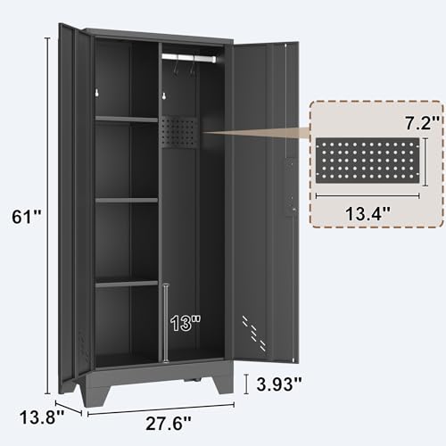 Metal Storage Cabinet with Lockable Doors and Pegboard G795