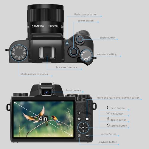 4K 64MP WiFi Touch Screen Digital Camera - Black B57413