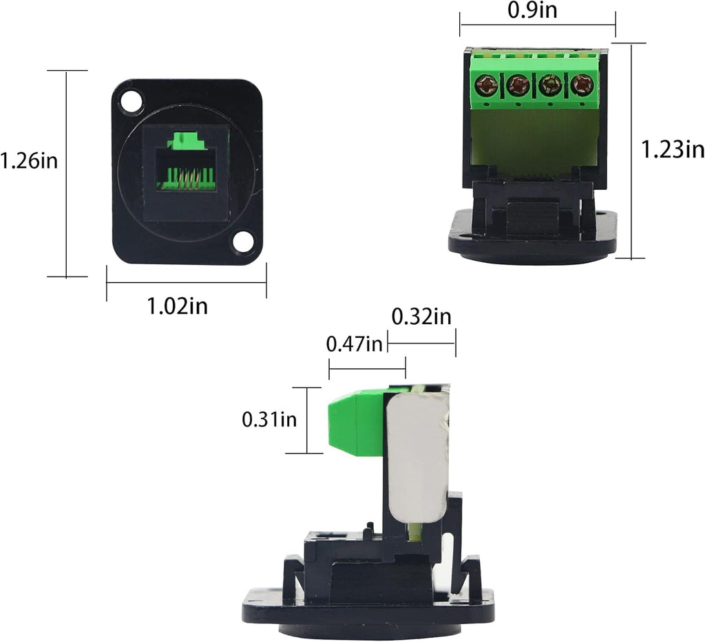 RJ11 6P4C CAT3 Screw Terminal Adapter, Black Pack of 2 Q2653