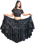 Women's Satin Flamenco Dance Skirt Black T31660