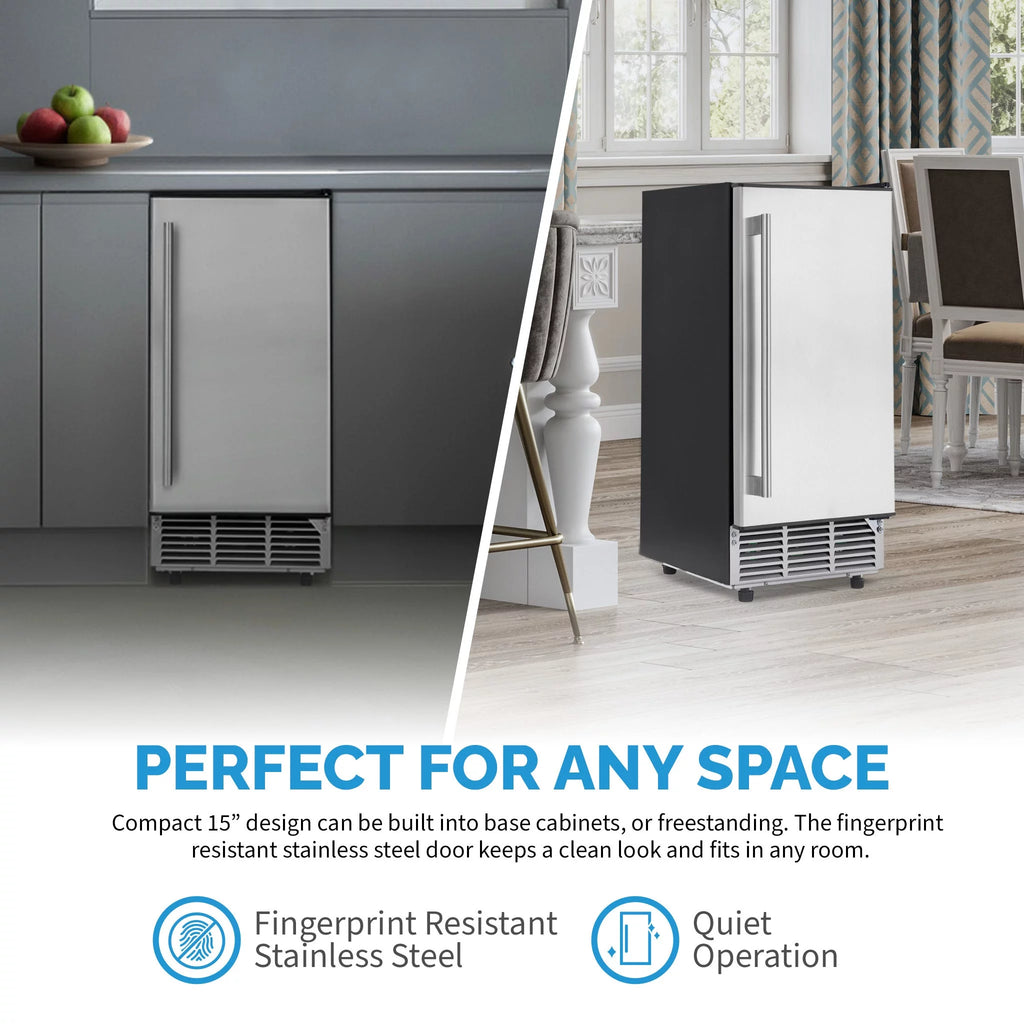 15" Undercounter 80 lbs Clear Ice Maker Machine L50880