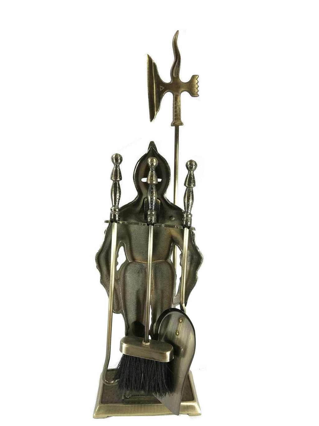 Antique Brass Cast Iron Fireplace Tool Set J206083