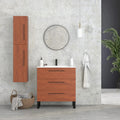 Column Cabinet Autumn Oak Wood Finish Black Handles J5828