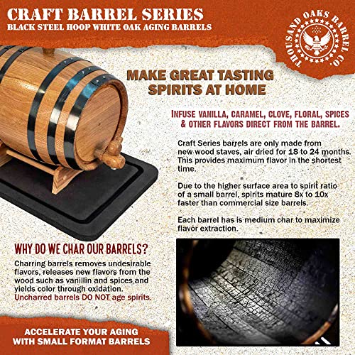 2 Liter Oak Aging Barrel with Wood Stand, Bung & Spigot M96083