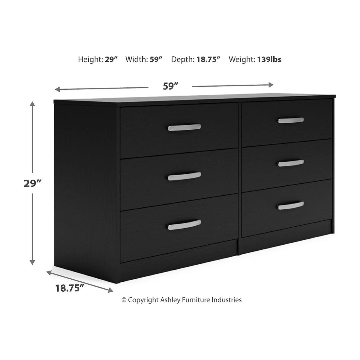 Black 6 Drawer Dresser I246