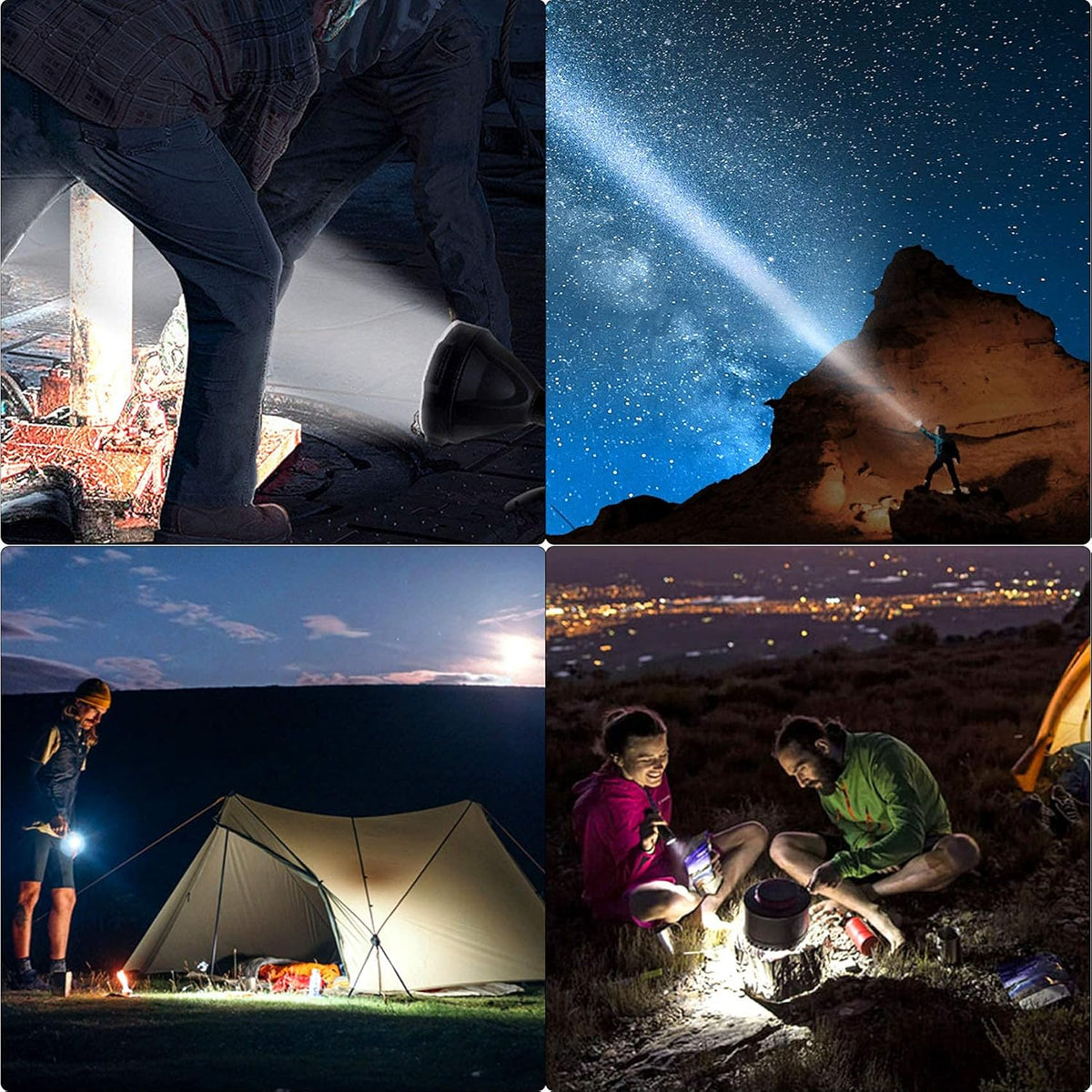 Rechargeable LED Spotlight Flashlights 90000 Lumens XHP90.2 Super Bright Searchlight with 4 Modes IPX5 Waterproof Large Flashlight with Tripod B21397