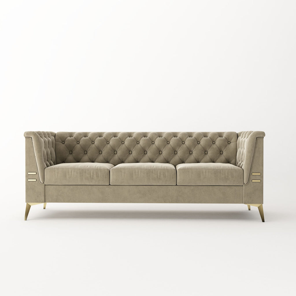 Khaki Velvet Upholstered Sofa O134471