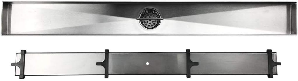 28-Inch Brushed 304 Stainless Steel Rectangle Shower Drain with Tile Insert Grate Z646