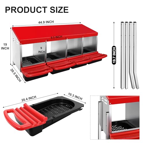4 Compartment Heavy Duty Chicken Nesting Boxes with Perch N73984