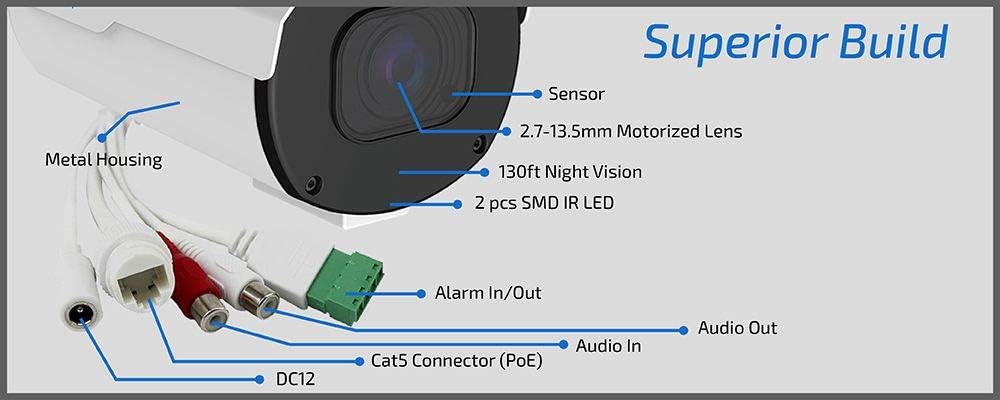 4K 8MP PoE Security Camera System with 5X Optical Zoom K826475