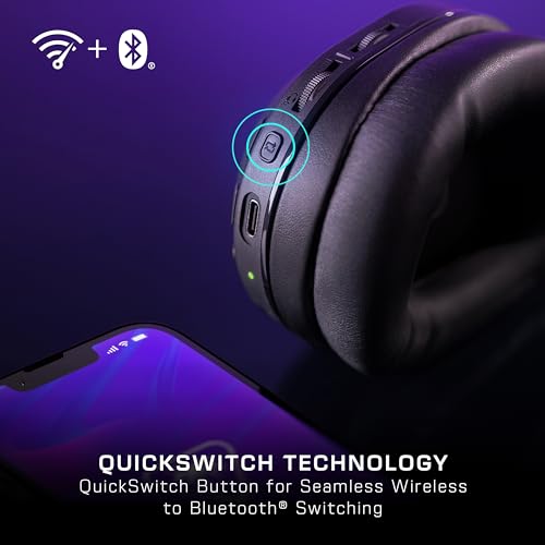 Wireless Gaming Headset with Bluetooth, Memory Foam Cushions, Flip-to-Mute Mic Q454