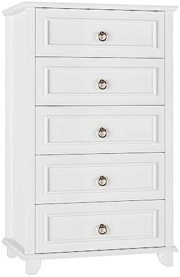 White 5 Drawer Wood Dresser C33097